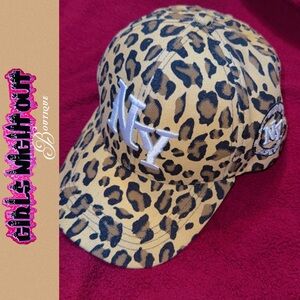 NY Leopard Print Baseball Cap - Tan and Black